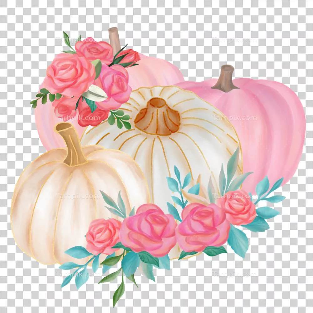 خزانی با گلدان کدو و دسته گل‌های زیبای پاییزی