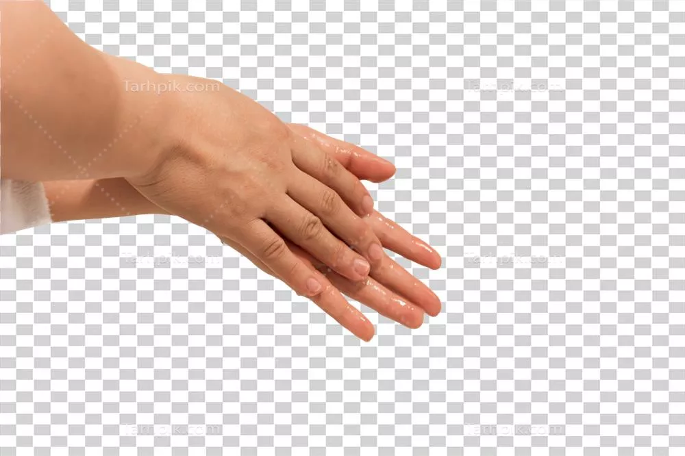 شستشوی دست زنان به طور تک نفره بر روی زمینه سفید