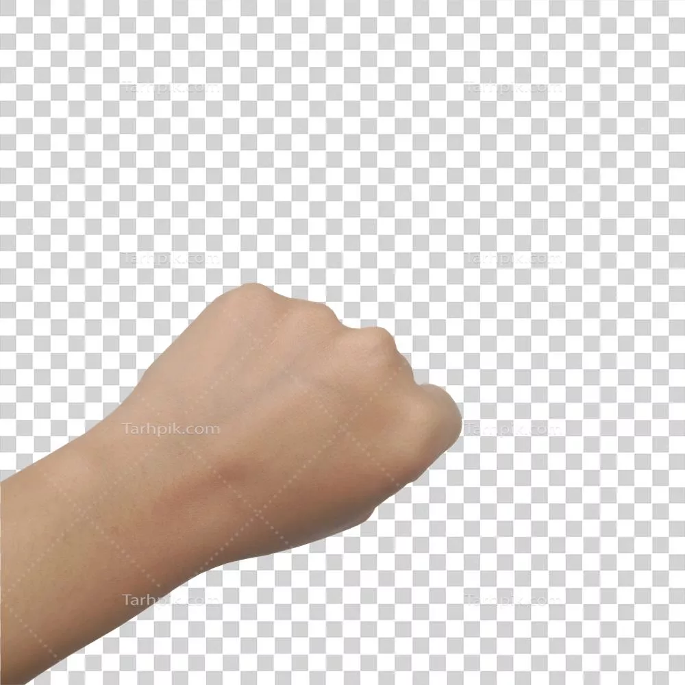 نمای نزدیک از دستان یک زن آسیایی در حال نشان دادن چنگال بر روی بازو و دست بر روی پس زمینه سفید