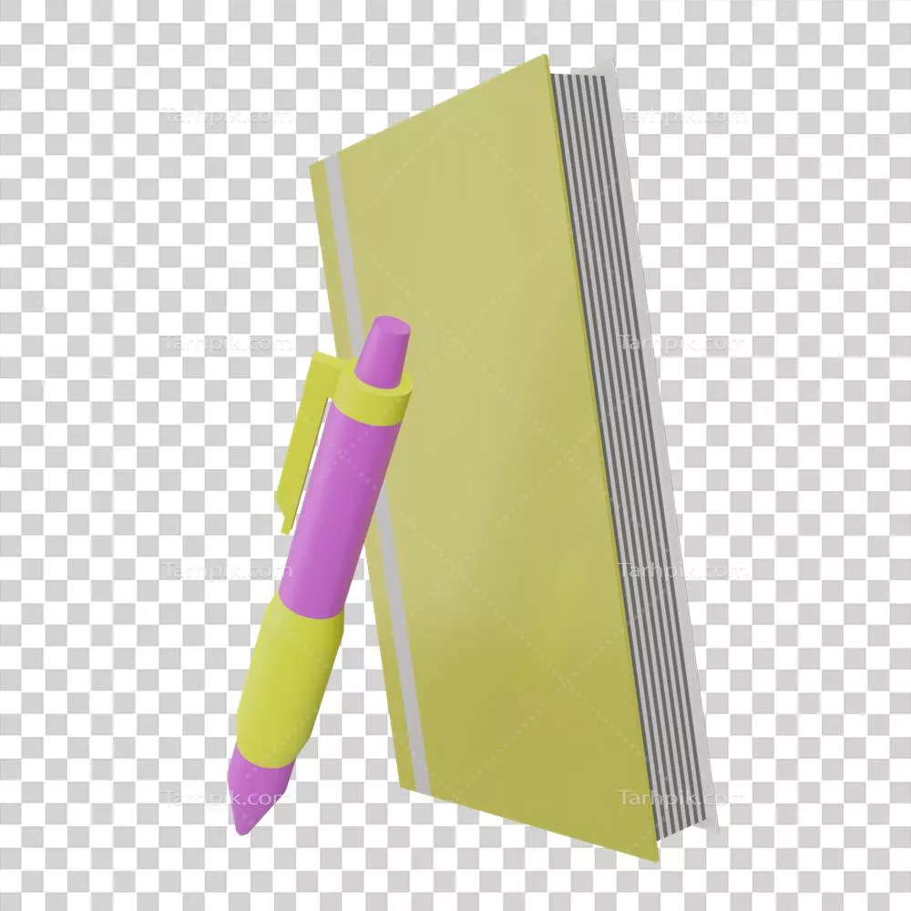 نماد 3D کتاب و قلم بر روی پسزمینه شفاف برای طراحی الگوهای UI یا UX و بیشتر