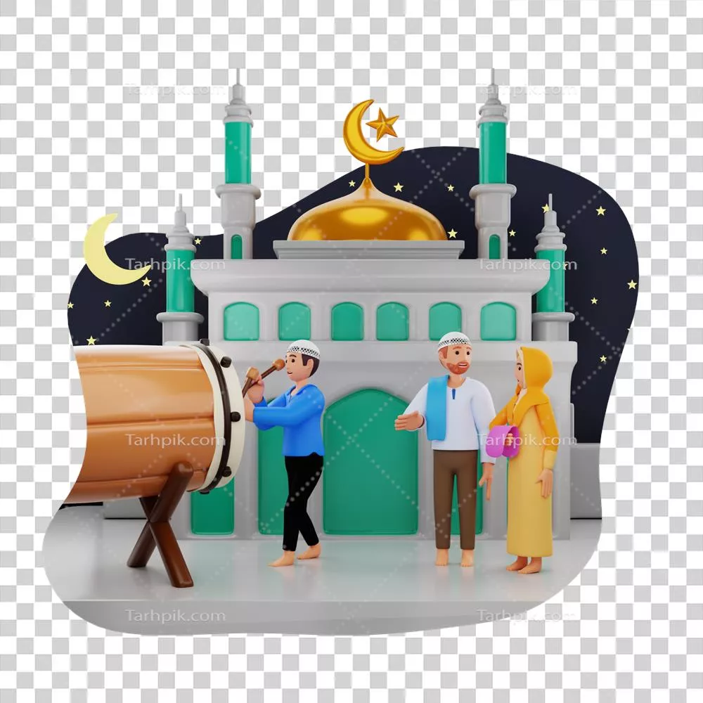 شخصیت سهبعدی تصویرسازی جشن رمضان کریم با سبک بدوگ