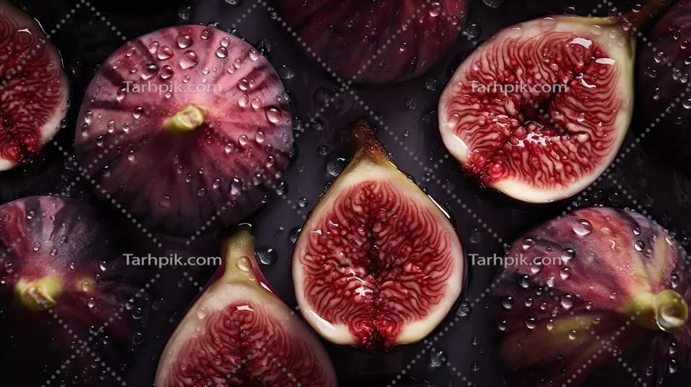 الگوهای میوه گرمسیری تولید شده توسط هوش مصنوعی با استفاده از انجیر تازه برای هنر گرافیک و تزئین