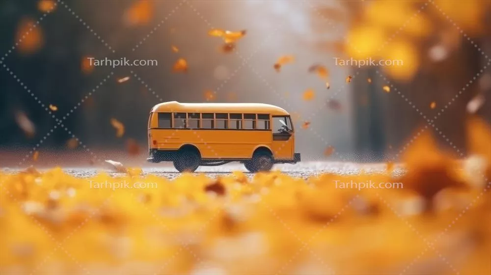 تصویری از اتوبوس زرد مدرسه برای پسزمینه بازگشت به مدرسه به صورت مولد هوش مصنوعی