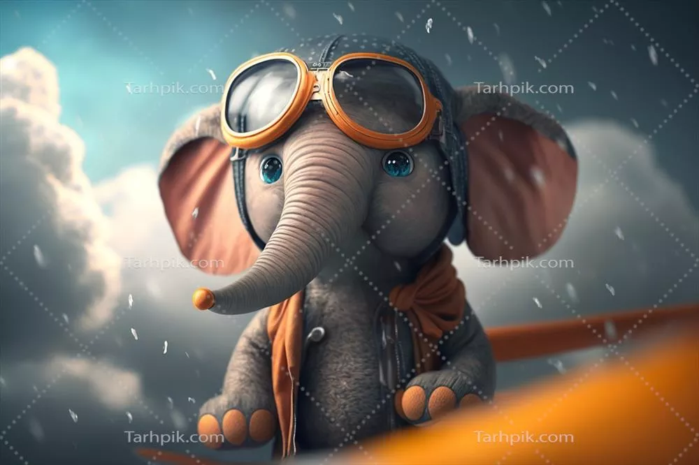 پرواز در آسمان با فیل کوچک و دوست‌داشتنی به عنوان خلبان بالای ابرها