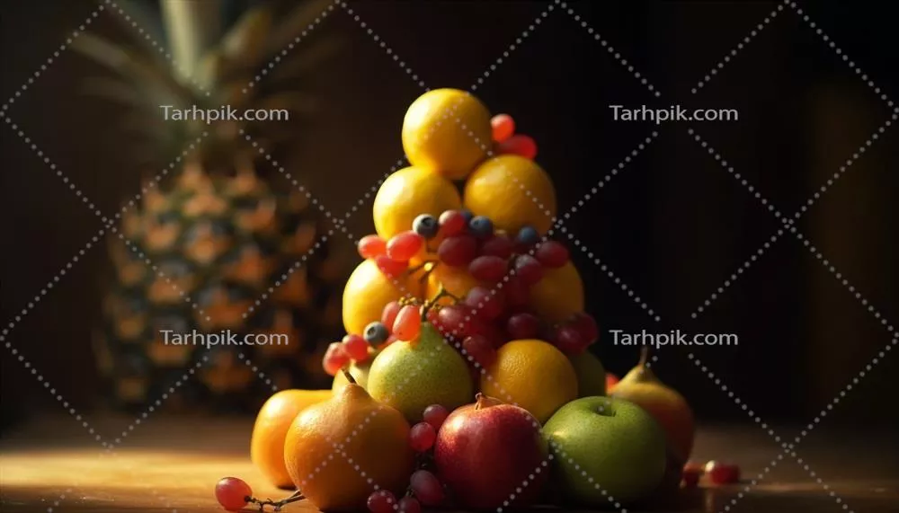 سبدی از میوههای تازه بر روی میز چوبی: انتخابی سالم برای زندگی