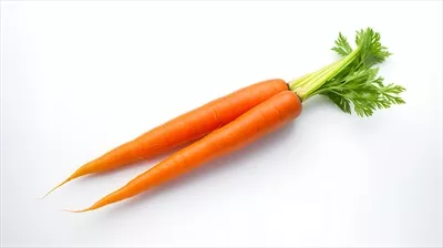 تصویر هویج های جدا شده روی پس زمینه سفید بدون هیچگونه شیئی دیگر