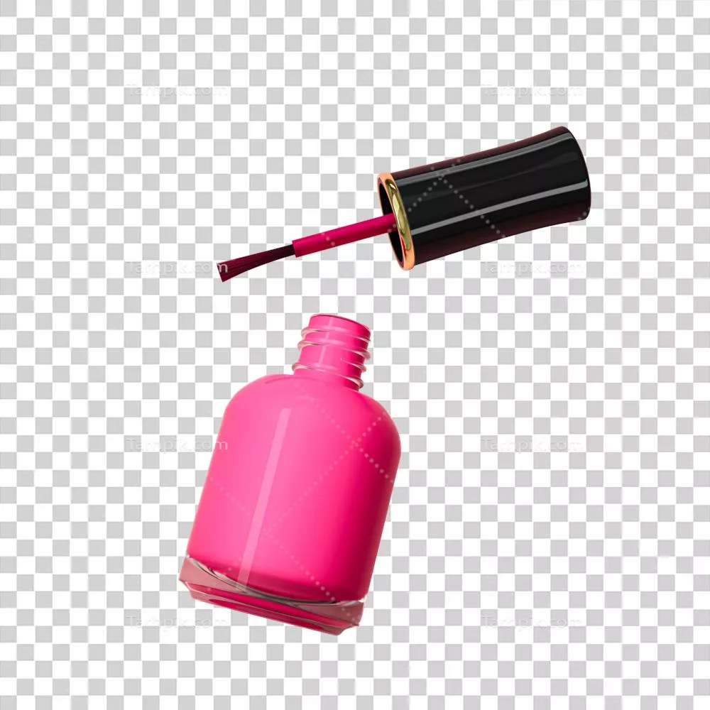 ماکت لاک ناخن بدون رنگ در بطری شیشه ای با فضای خالی برای متن - طراحی سه بعدی محصولات آرایشی و زیبایی