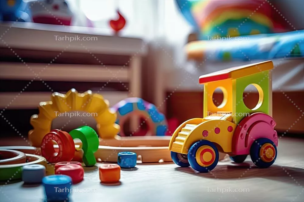 تفریح و شادی در اتاق کودکان با انفجار اسباب بازیهای رنگارنگ - هوش مصنوعی مولد