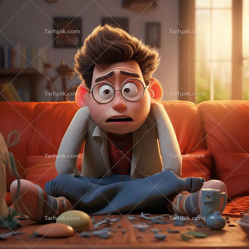 شخصیت مرد خوشحال سه‌بعدی با احساسات در حال نمایش بر روی صفحه‌نمایش