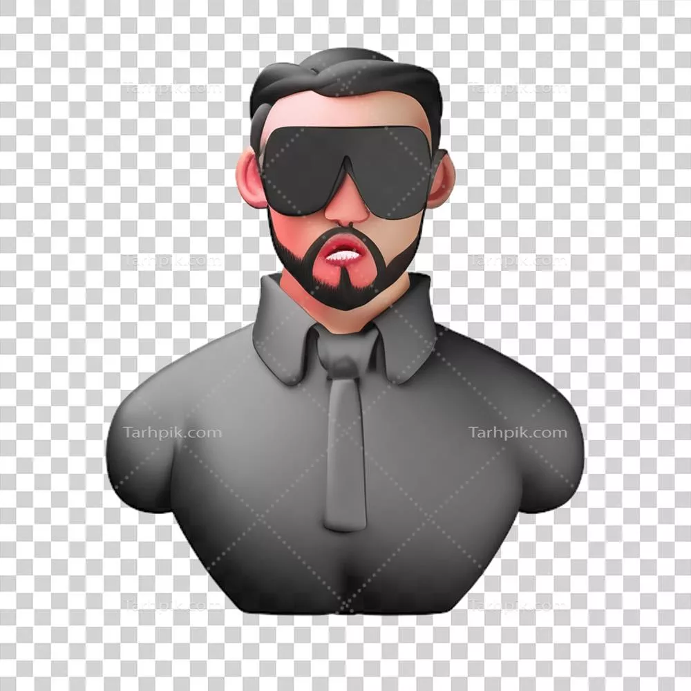 آیکون و تصویرسازی سه بعدی چهره گنگستری با جزئیات دقیق