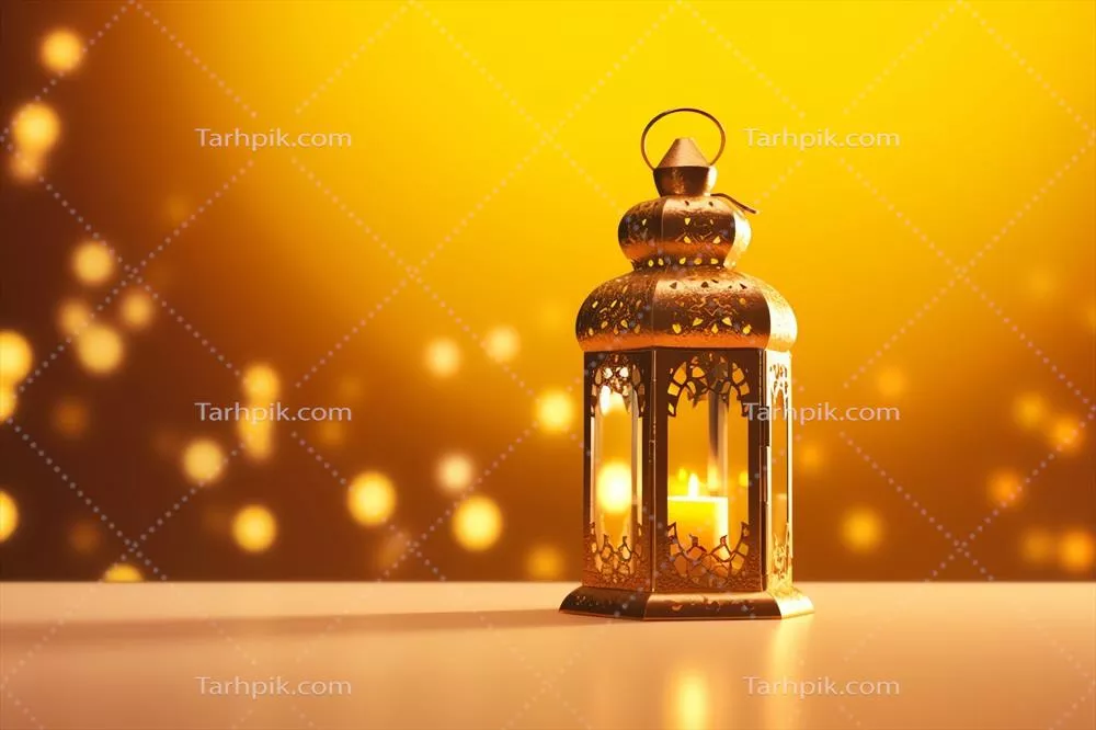 تبریکات عید مبارک و رمضان کریم با فانوس اسلامی و زمینه مسجد عید فطر