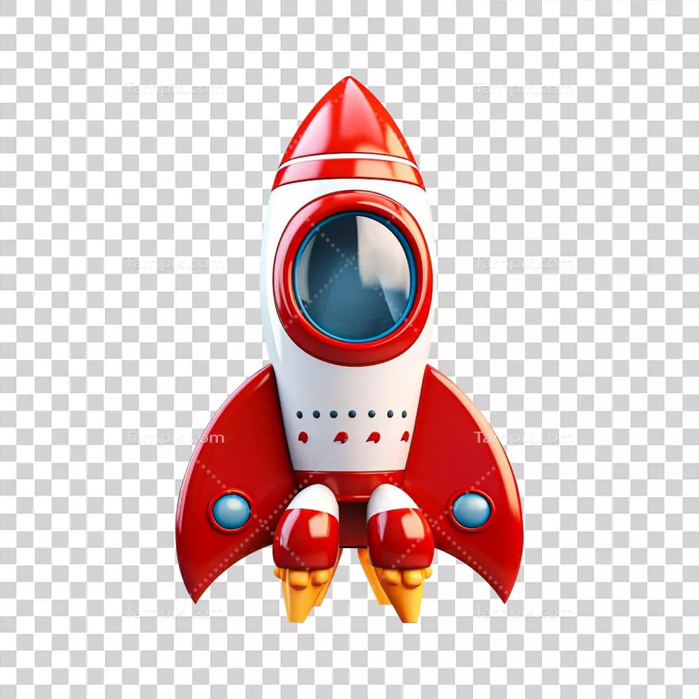 موشک سهبعدی تولید شده با هوش مصنوعی بر روی پسزمینه سفید و شفاف