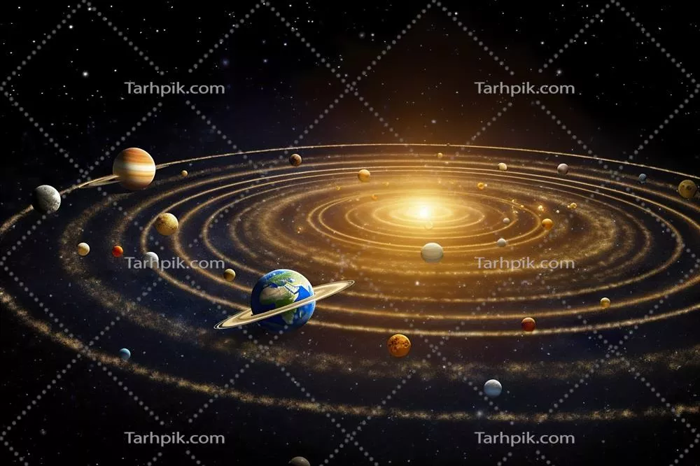 مدل سه بعدی سیستم خورشیدی ما با سیارات در مدارهای خود به کمک هوش مصنوعی