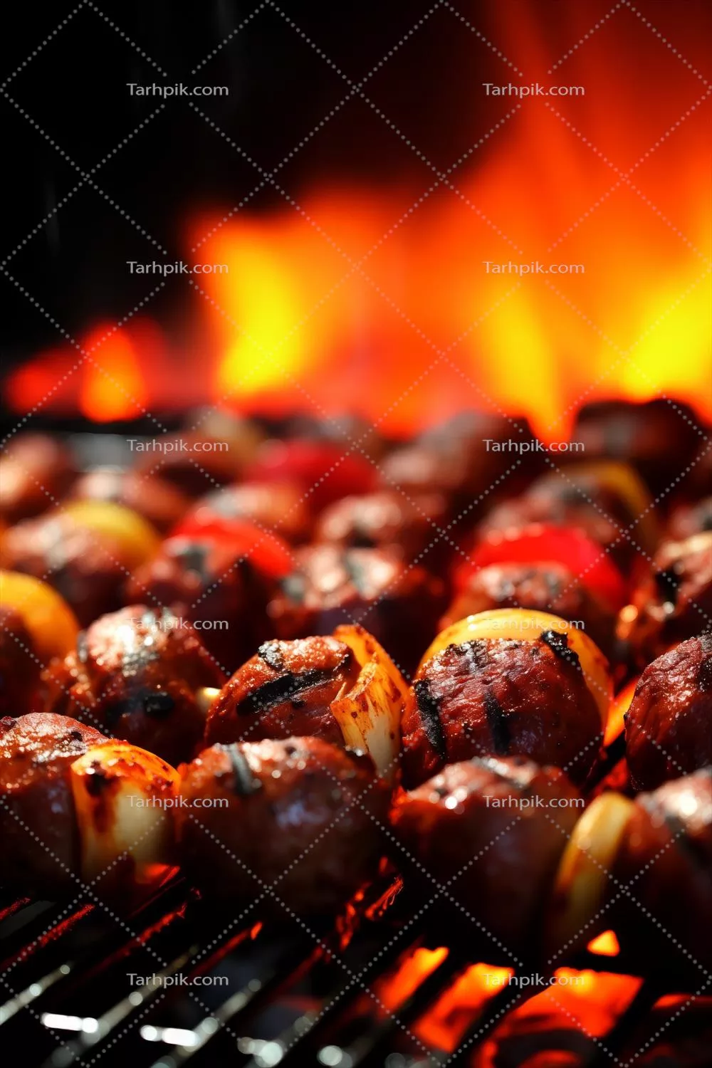 تصویر نزدیک از یک کباب پز آماده برای سرو در باربیکیو با تکنولوژی هوش مصنوعی