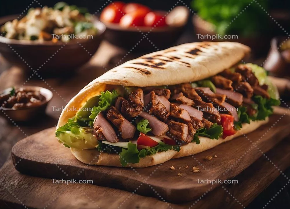 دونر کباب تهیه شده با هوش مصنوعی: ترکیبی از گوشت و سبزیجات کبابی در نان پیتا
