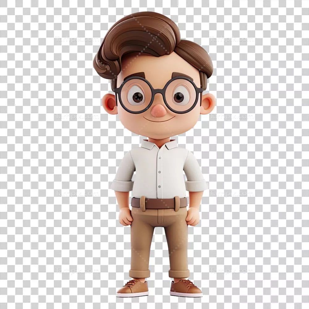شخصیت کاریکاتوری معلم مرد فانتزی به شکل سه بعدی با طراحی هوش مصنوعی