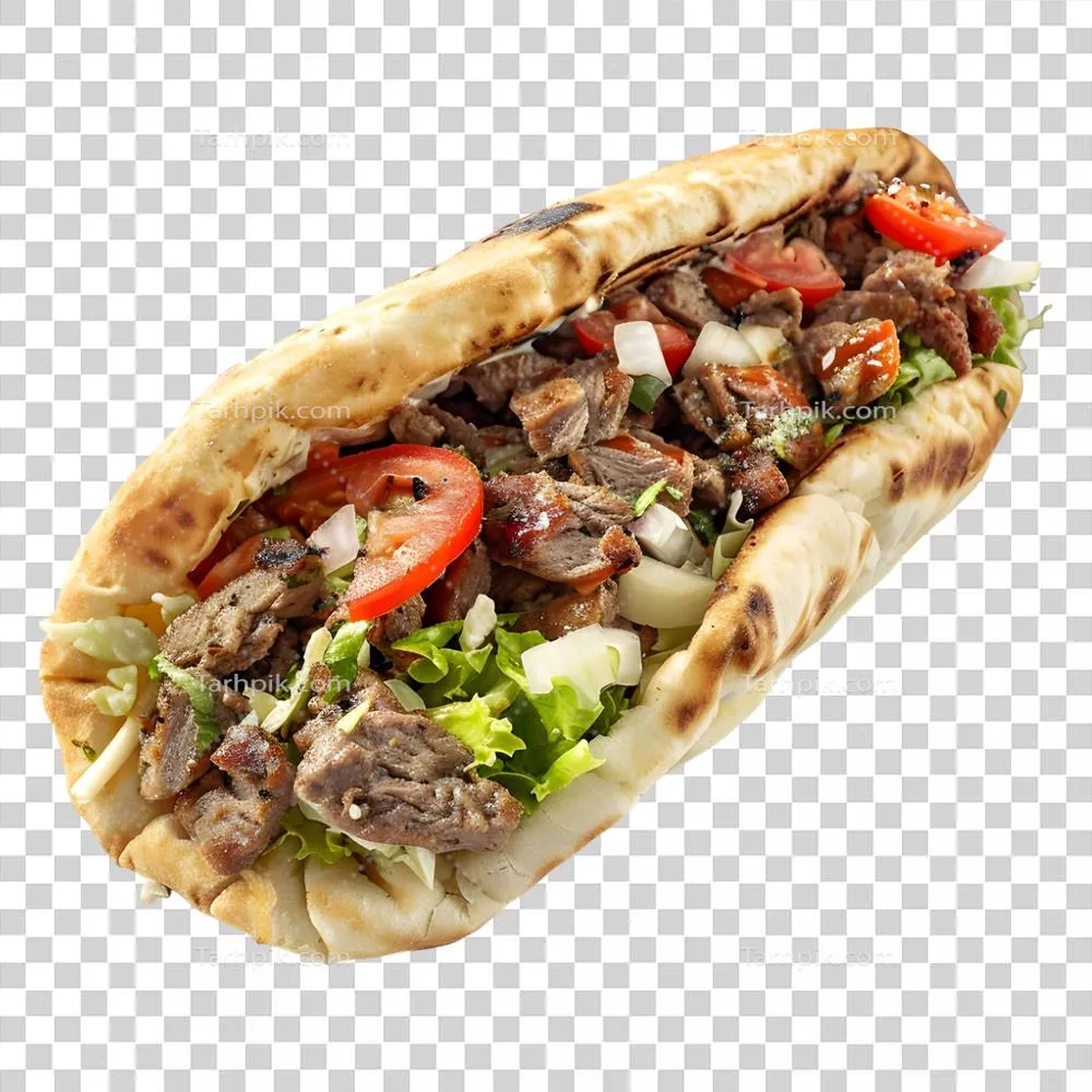 رندر سهبعدی تولیدشده با هوش مصنوعی از پیتای گردان یاWrap با پسزمینه شفاف