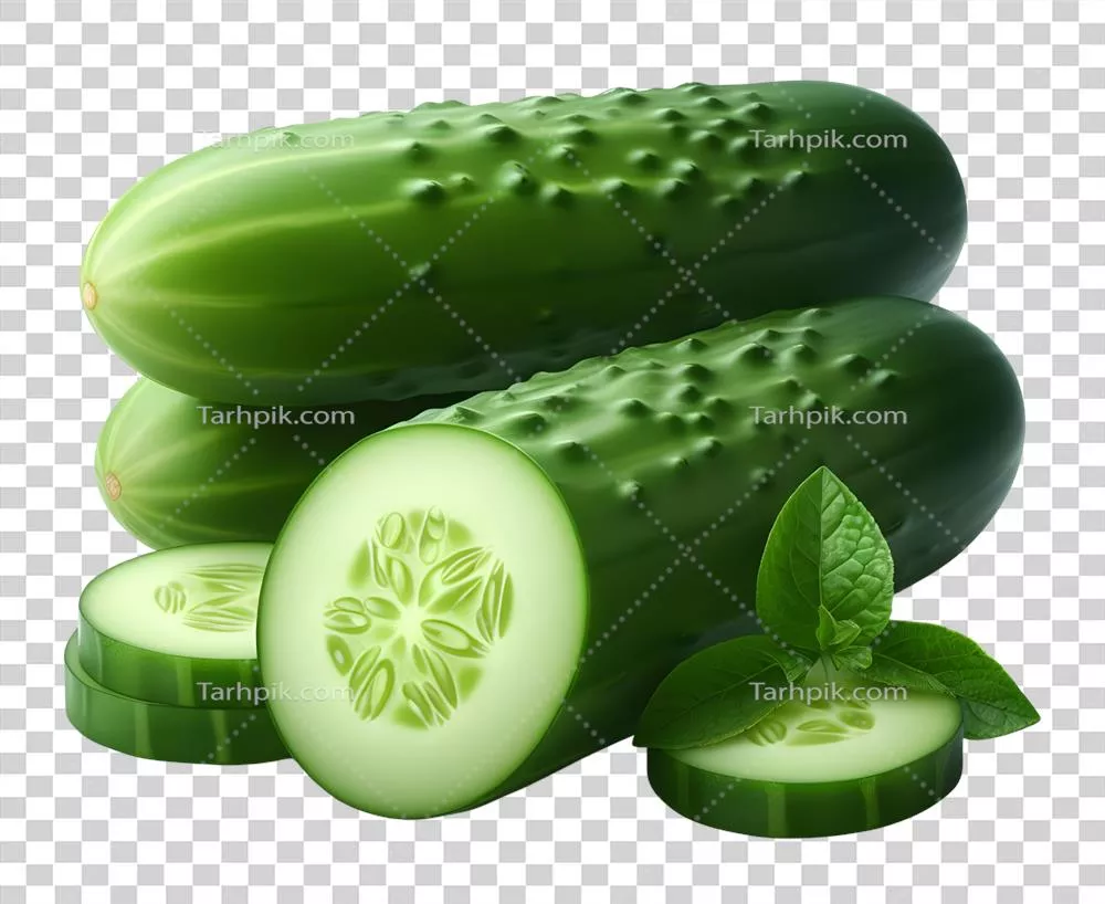خیار تازه و سبز تولید شده با هوش مصنوعی در پسزمینه شفاف