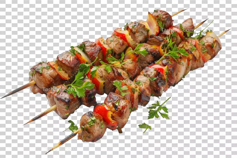 سیخ کباب گوشت و سبزیجات با طعم خاص و لذیذ