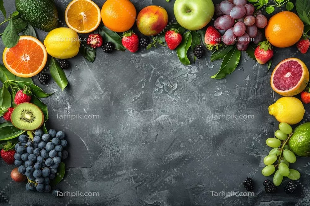 نمایش متنوعی از میوهها و سبزیجات تازه و رنگارنگ