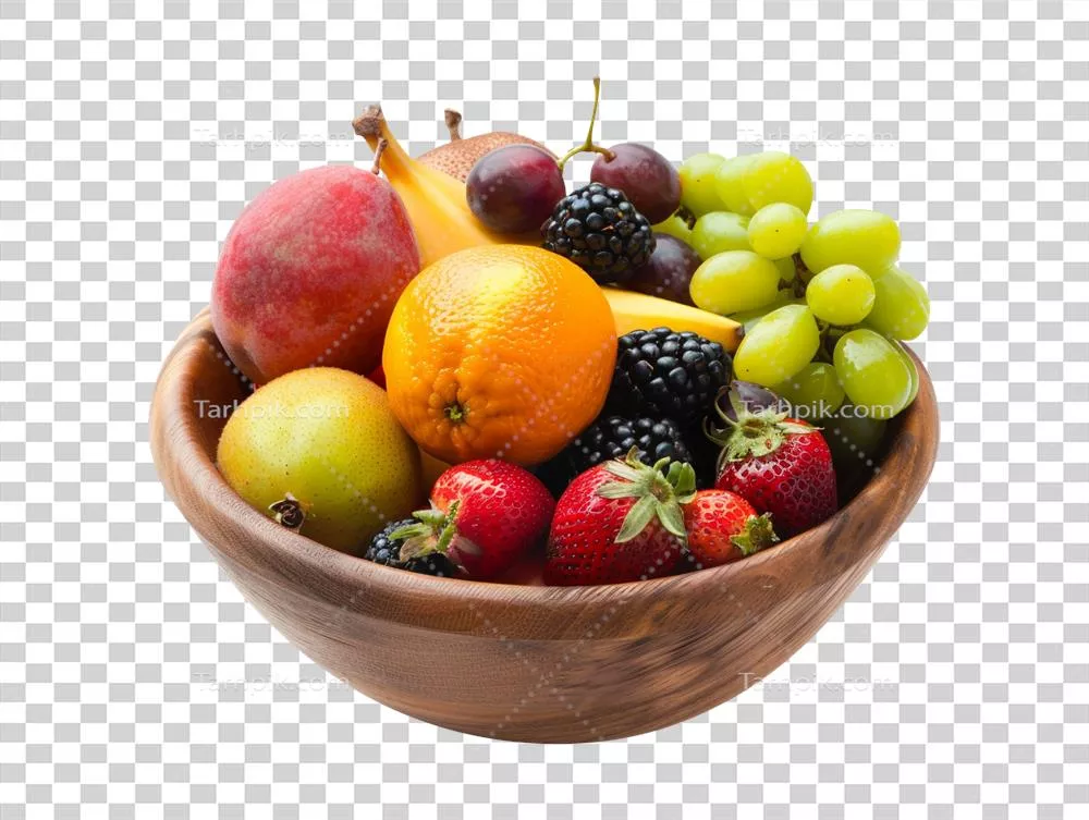 آشپزخانه‌ای با کاسه‌ای پر از میوه‌های تازه و رنگارنگ به شکل مجزا