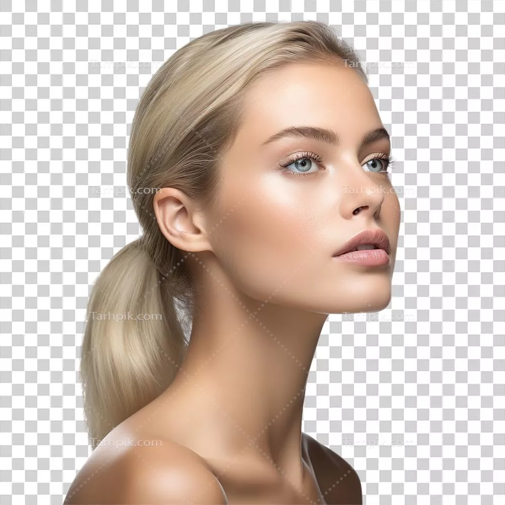 پرتره دختری با پوست پاک و سالم در پسزمینه شفاف و جذاب