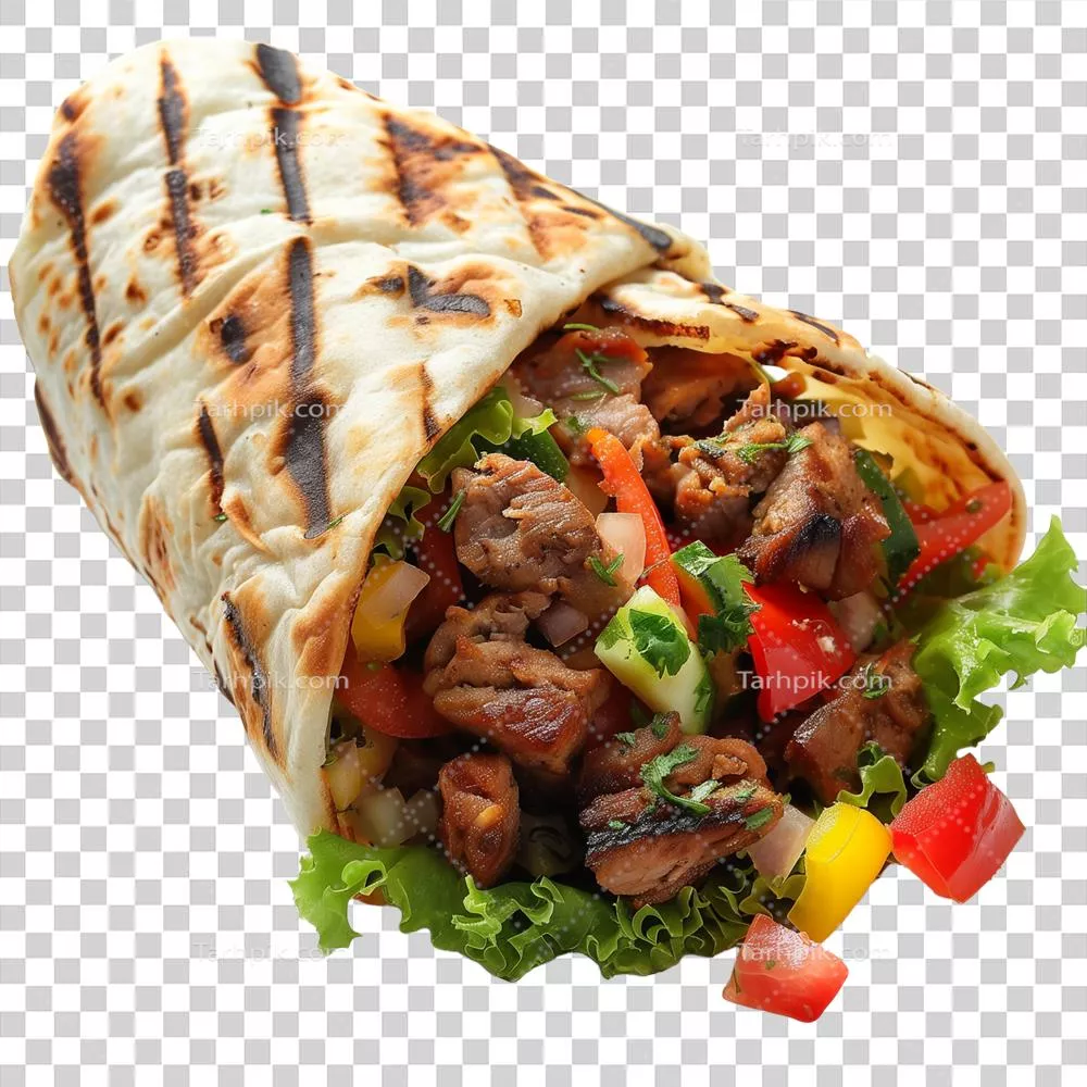 طرز تهیه شاورما لذیذ درWrap با زمینه شفاف