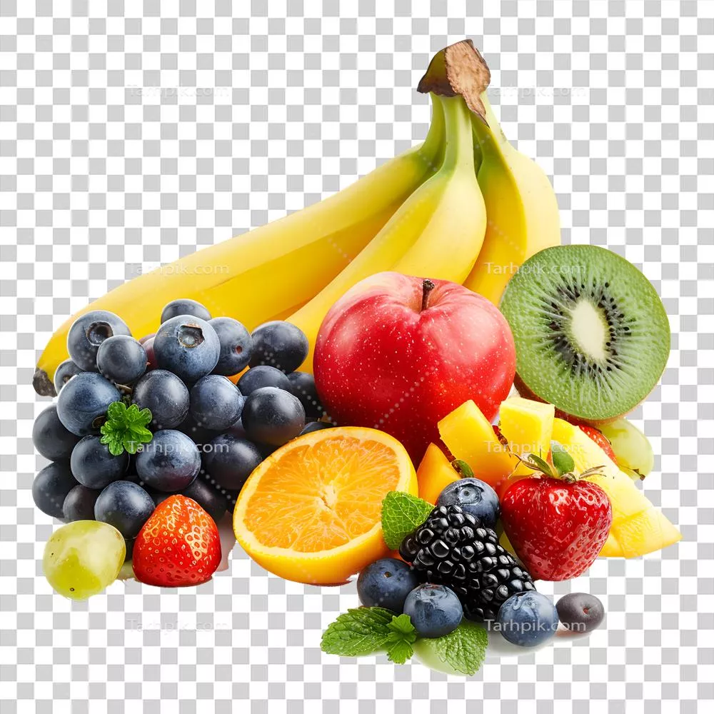 ترکیب میوهها بر روی پسزمینه شفاف با کیفیت بالا