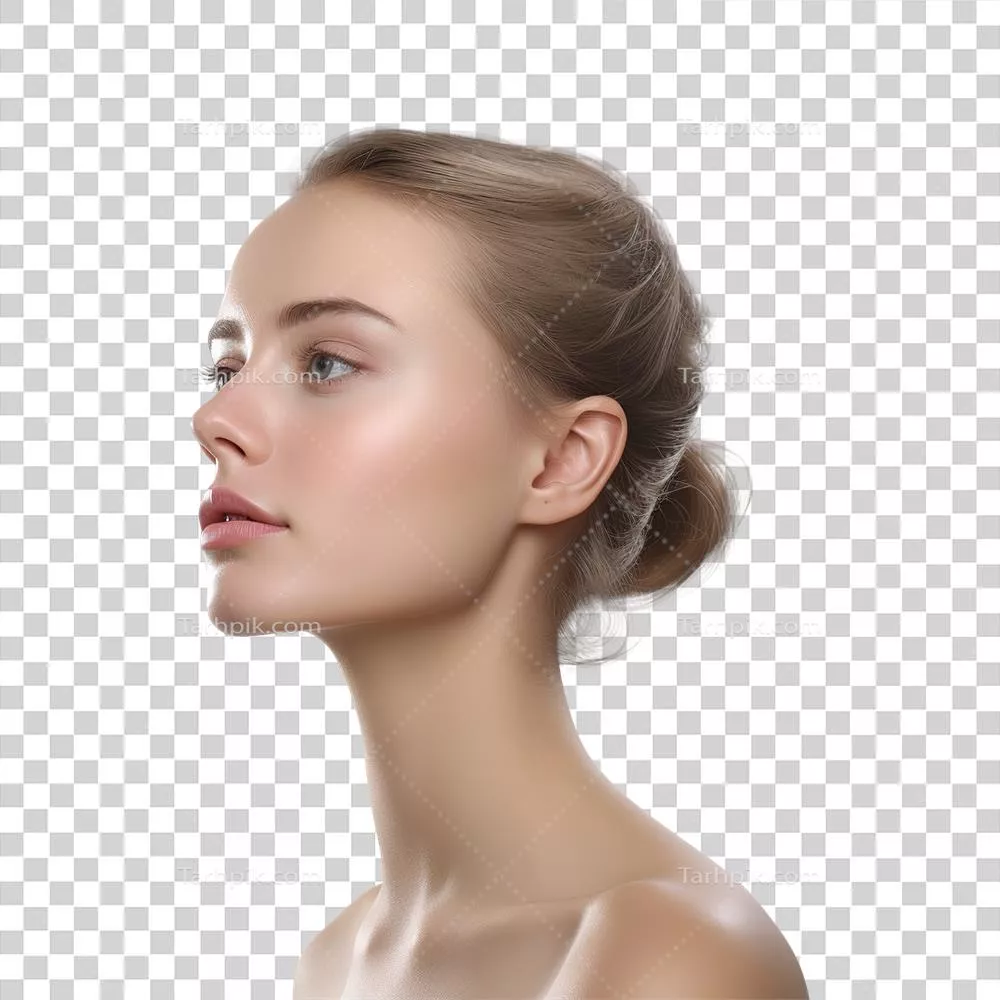 مدل جوان و زیبای آرایشی با پسزمینه شفاف و زیبا