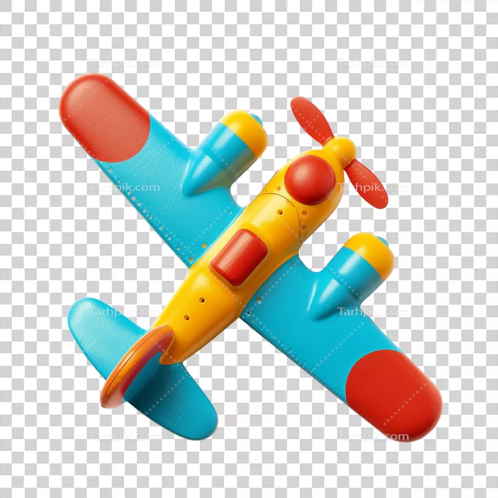 هواپیمای بچهگانه رنگارنگ روی پسزمینه شفاف