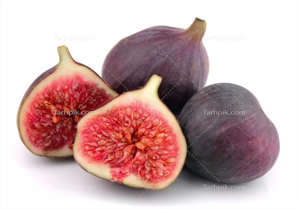 شکار میوههای انجیر رسیده بر روی زمینه سفید