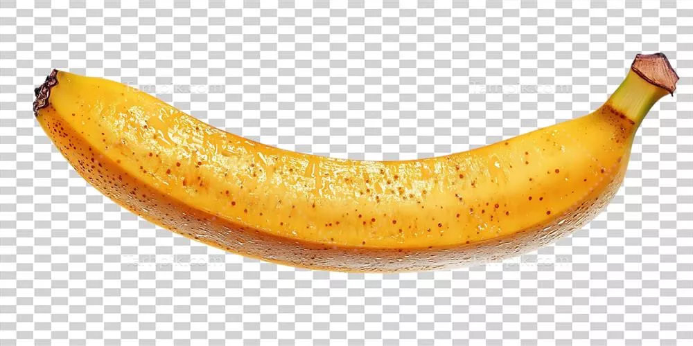 موز زرد رسیده با پسزمینه شفاف؛ عالی برای پروژههای طراحی دیجیتال