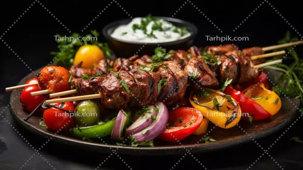 مجموعه کبابهای خوشمزه و لذیذ بر روی بشقاب