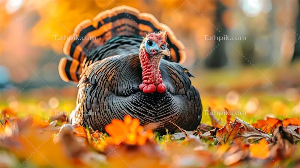 شکوه بوقلمون وحشی در فصل پاییز، نماد جشن شکرگزاری و زیبایی پاییزی