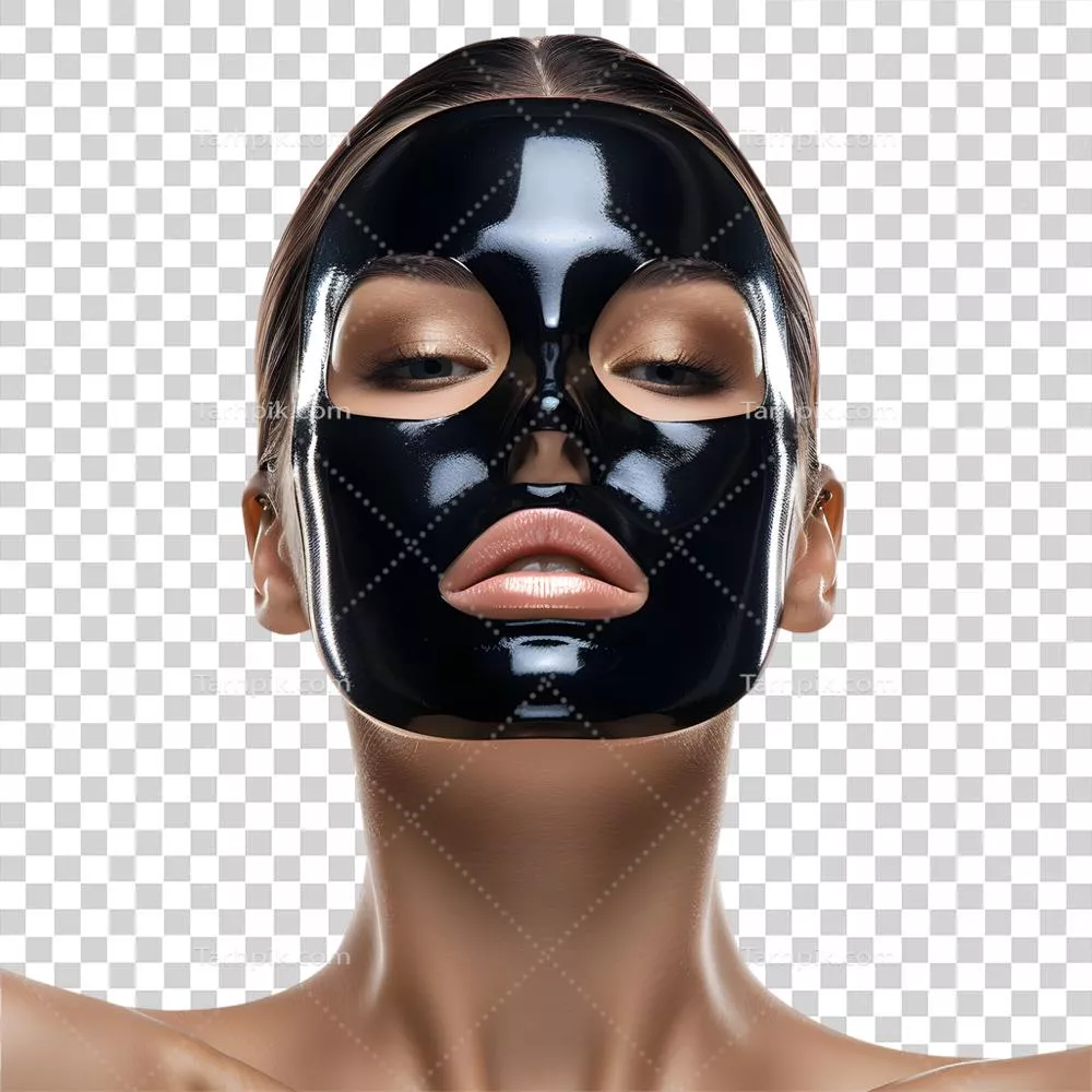 زنی با ماسک در پس‌زمینه‌ای شفاف به تنهایی ایستاده است
