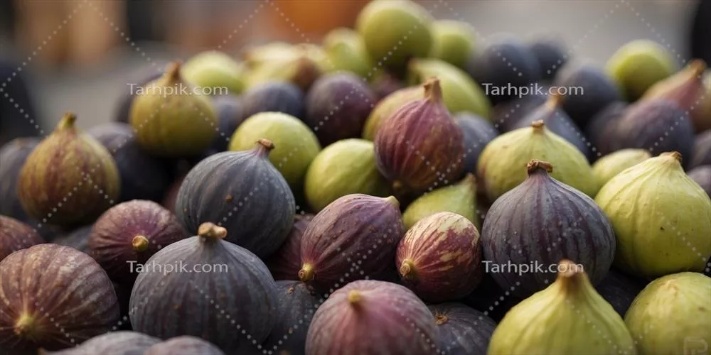 انجیرهای تازه در معرض نمایش در بازار شلوغ فضای باز