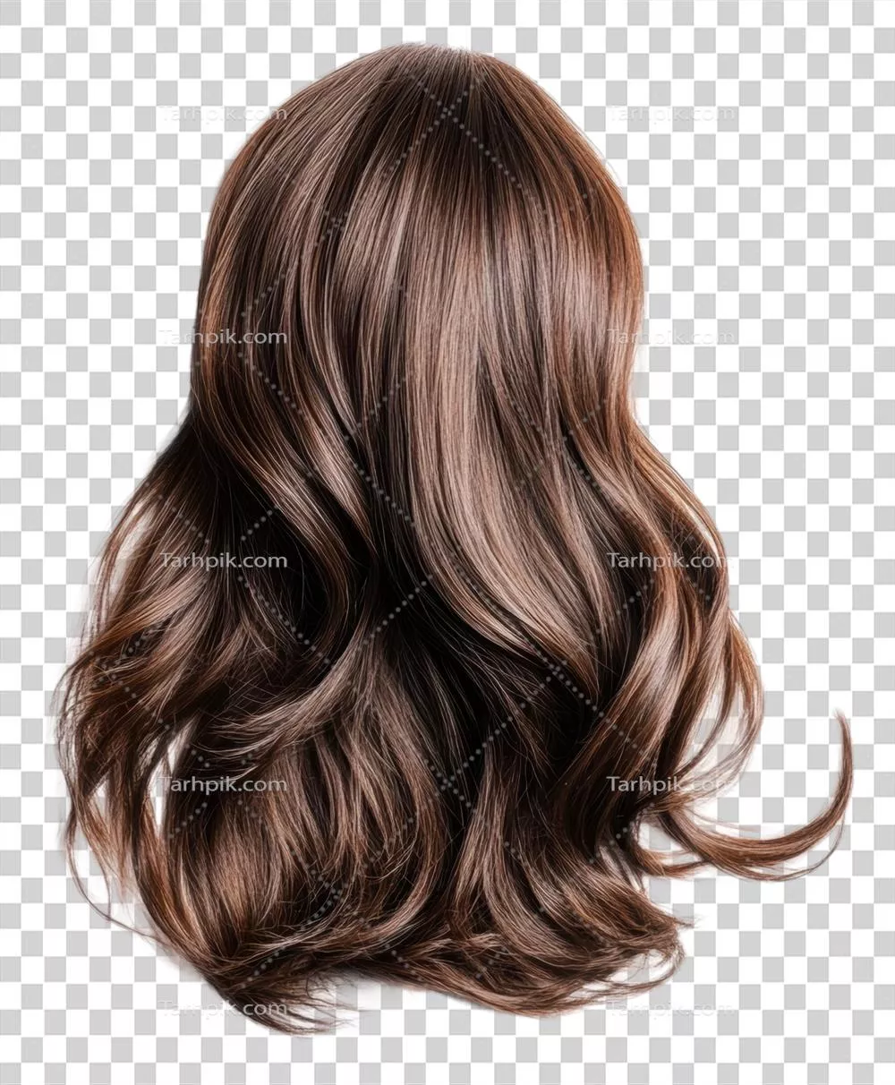 گیسوی شکلاتی بلند و موج دار بر روی زمینه سفید