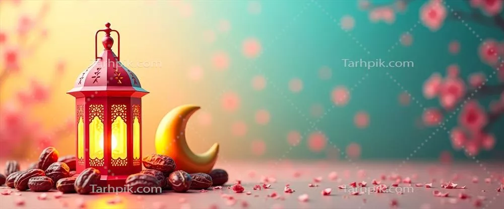 فانوس رمضان با خرما و ماه هلالی – نورانی کردن شب‌های مقدس