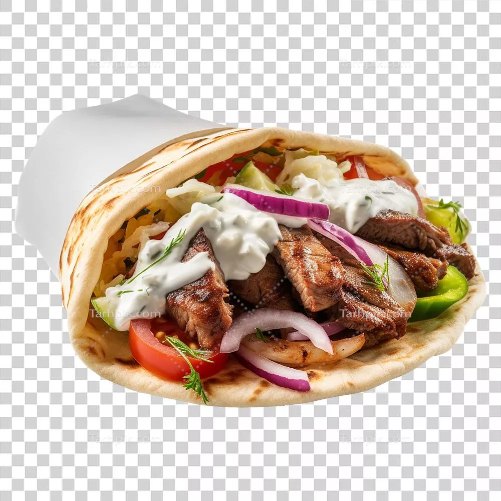 کباب یونانی جیرجیرک طعم‌دار به طور کامل با نان پیتا نرم و جداگانه