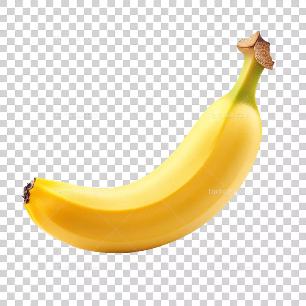 موز تازه و رسیده، نمایانگر رنگ و شکل زنده و زیبا بر روی پسزمینه شفاف