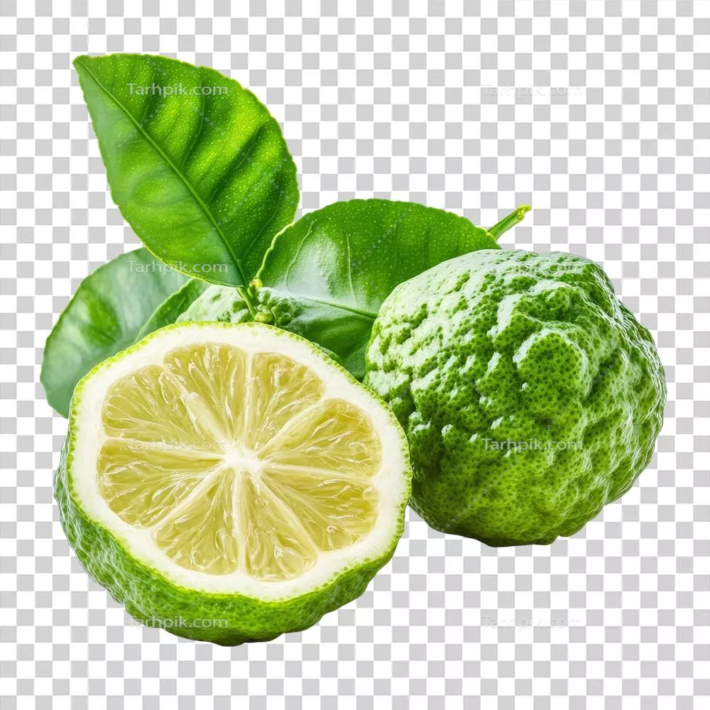 میوه تازه ترنج با برگ در پس‌زمینه شفاف برای استفاده‌های آشپزی و معطر