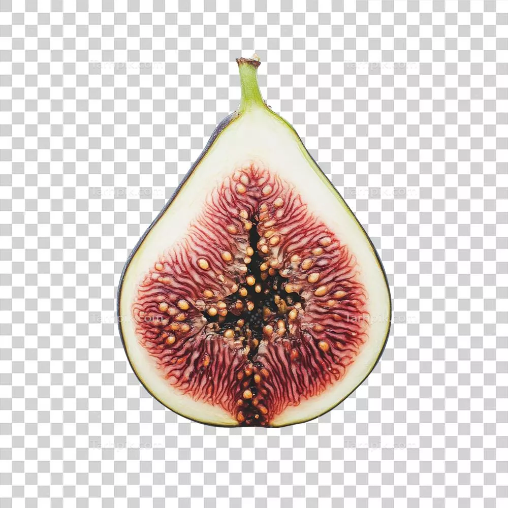 انگور تازه برش خورده بر روی پسزمینه شفاف که بافت و رنگهای زنده آن را نمایش میدهد