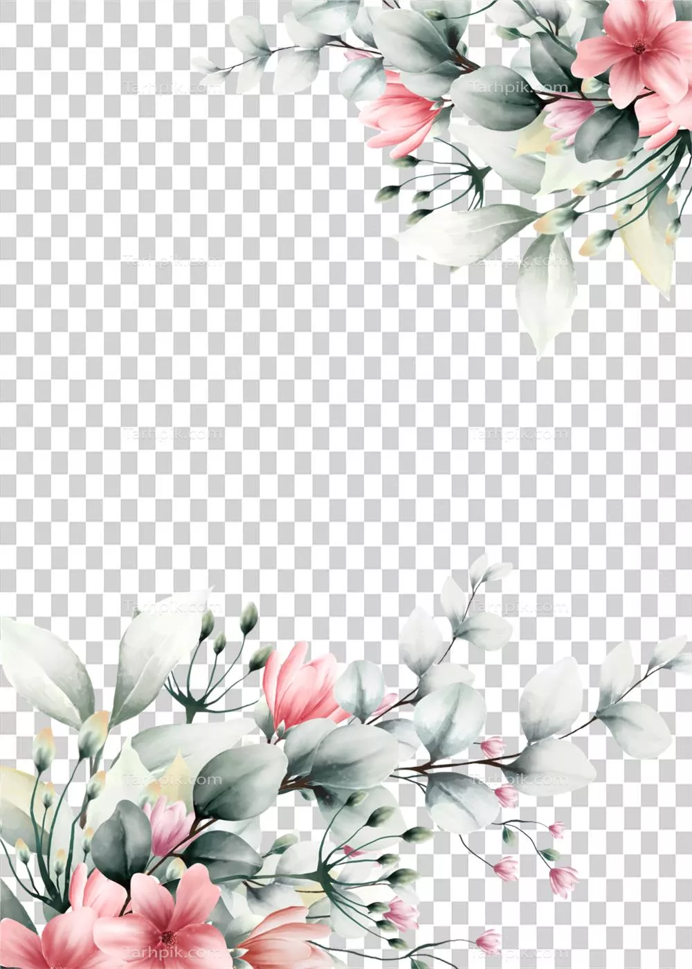قاب گل آبرنگ با فضای متنی مناسب برای طراحی و چاپ