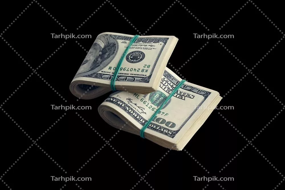 تصویری با کیفیت بالا از باندی از اسکناسهای دلار آمریکا روی پسزمینه سیاه
