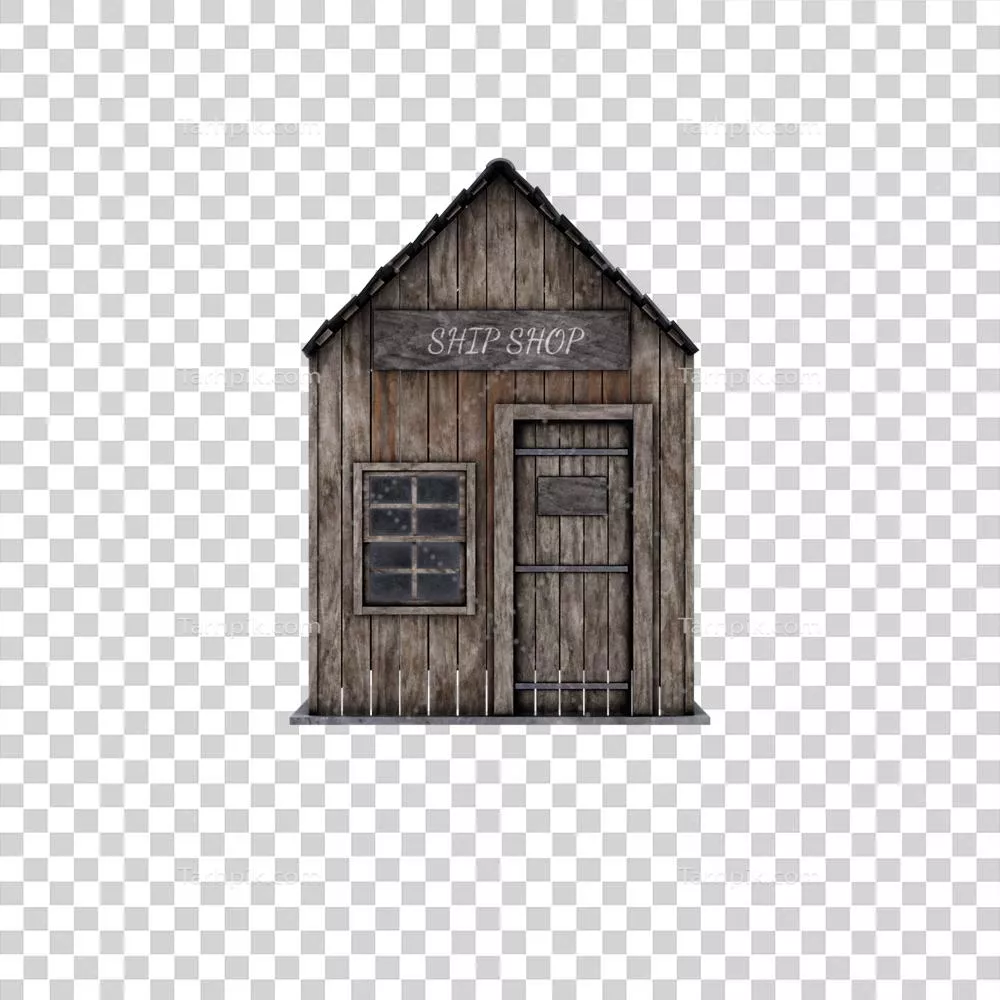 خانه چوبی قدیمی در فروشگاه کشتی ۳ بعدی با جزئیات و طراحی زیبا