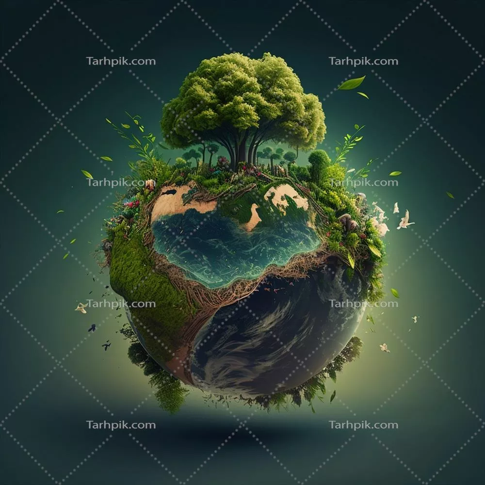 پوستر روز جهانی محیط زیست: نجات زمین با تصاویر پس‌زمینه نسل‌ساز هوش مصنوعی و ترویج مصرف بهینه آب