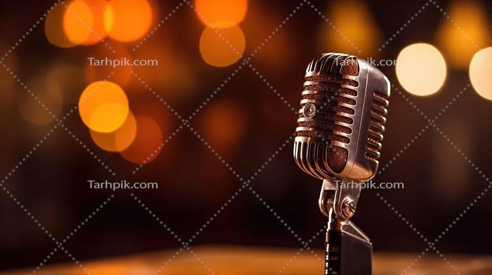خوانندگی با میکروفن قدیمی در پسزمینه انتزاعی مبهم - هنر هوش مصنوعی