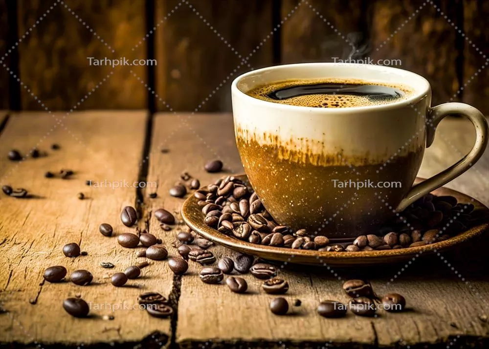 والپیپر زیبا از فنجان قهوه داغ با دانههای قهوه که شما را جذب میکند