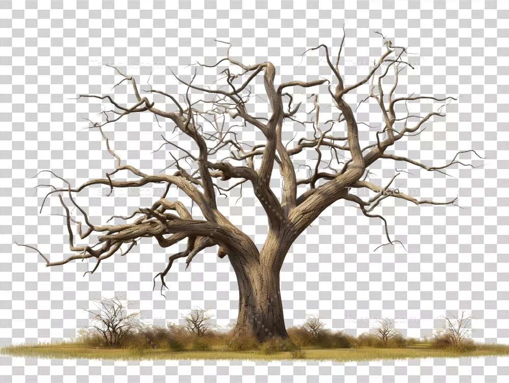 درخت مرده با پس‌زمینه شفاف و بدون هیچ گونه عناصری