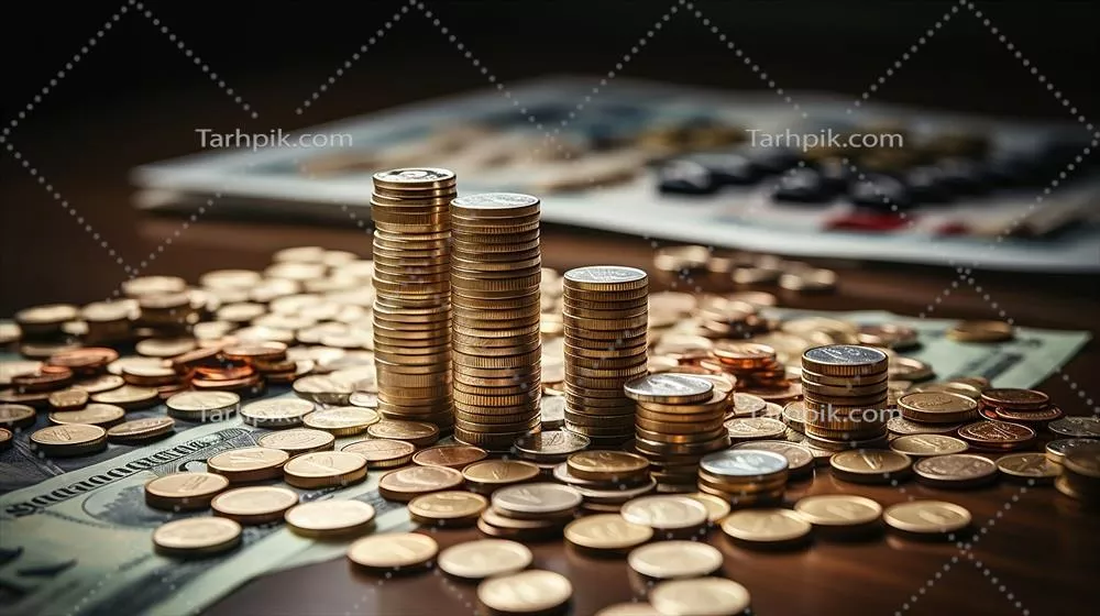 محاسبه‌گر واقعی با پول و کاغذ و نمودار گرافیکی روی میز - هوش مصنوعی مولد